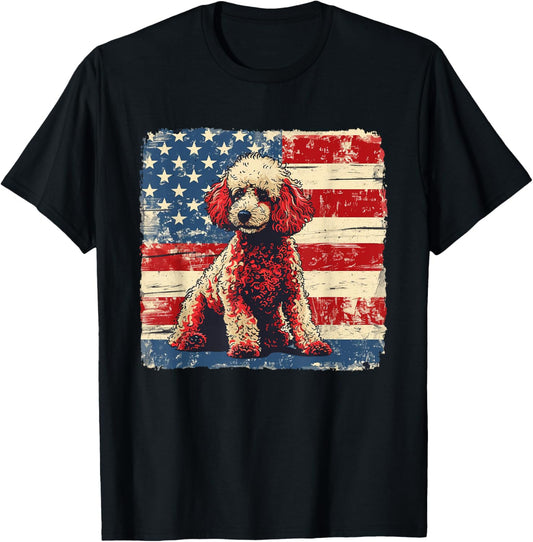 Patriotic Poodle Dog Tee Fourth of July Women Men Kids T-shirt
