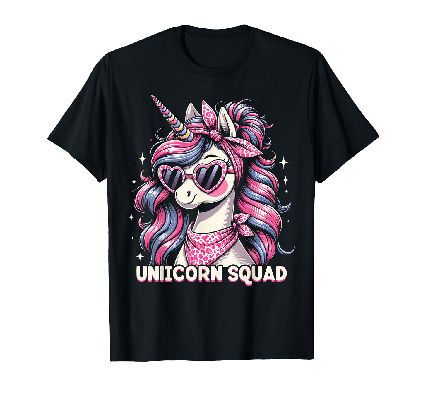 Unicorn Squad - Graceful Unicorn with leopard Bandana T-Shirt
