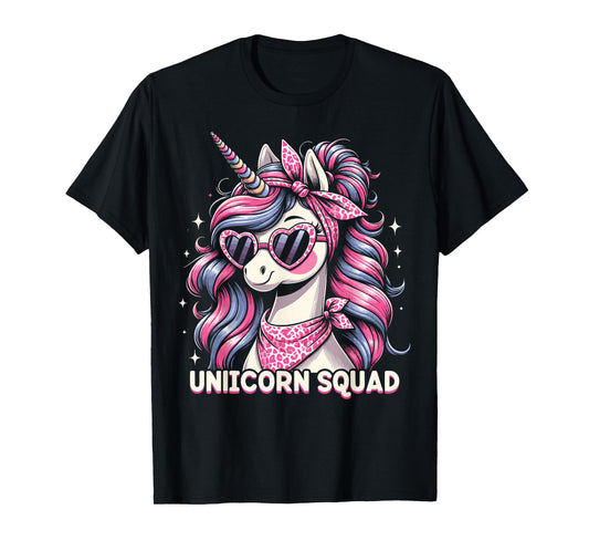 Unicorn Squad - Graceful Unicorn with leopard Bandana T-Shirt