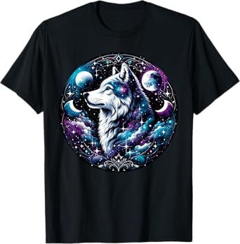 Wolf Celestial Dream Night Howling Moon Funny Wolves Lover T-Shirt
