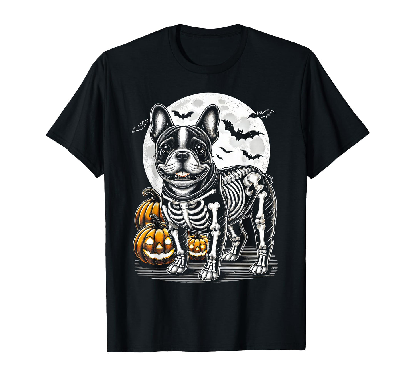 Cute Frenchie Halloween Skeleton French Bulldog Puppy Bones T-Shirt