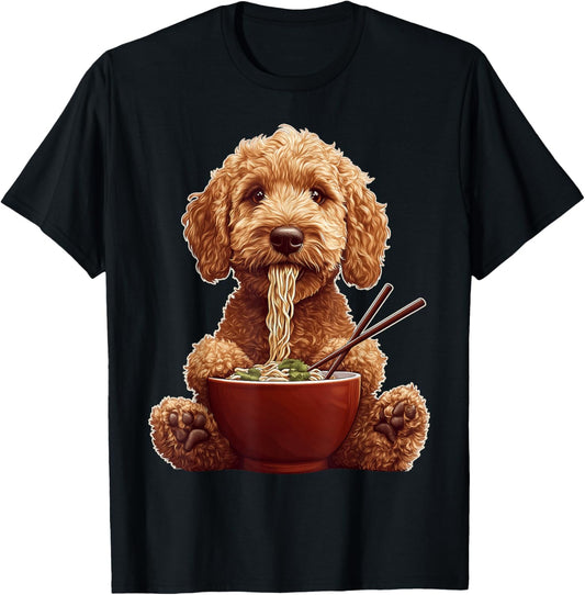 Golden Doodle Goldendoodle Dog Ramen Japanese Noodles T-Shirt