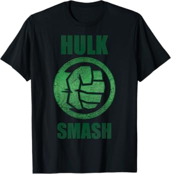 Marvel Hulk Smash Fist Circle Logo Green Stone Poster T-Shirt