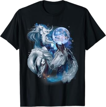 3 Moon Horse Equine Art Racing Animal Lovers Novelty Humor T-Shirt