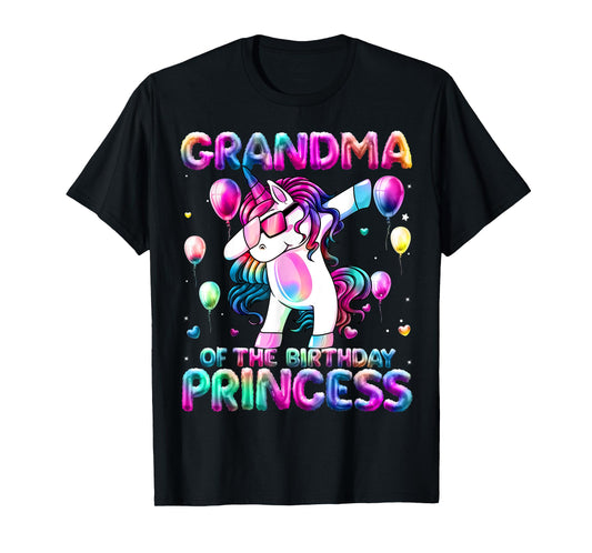 Grandma of the Birthday Princess Girl Dabbing Unicorn Mimi T-Shirt