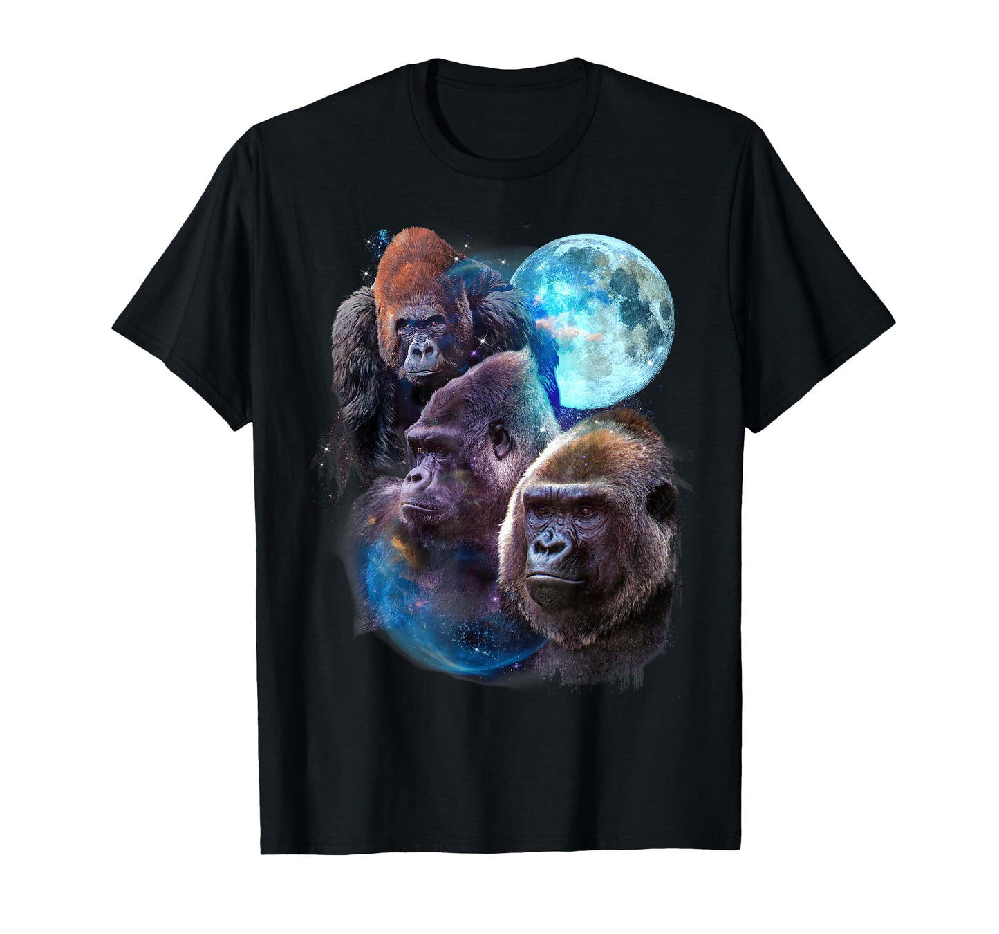 3 Moon Gorilla Funny Great Ape Art Cool Primate Animal Lover T-Shirt