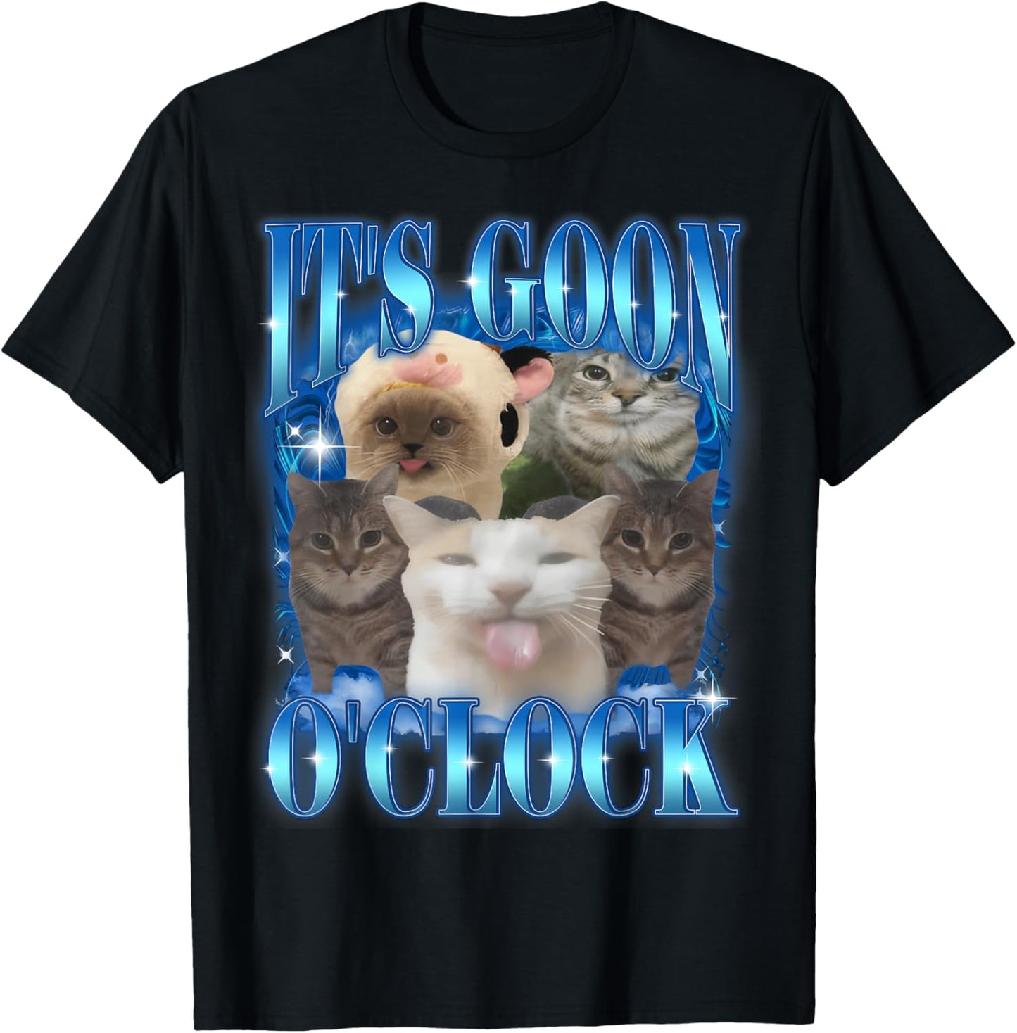 Gooning O'clock Funny Silly Cat Meme Bootleg Animals Graphic T-Shirt