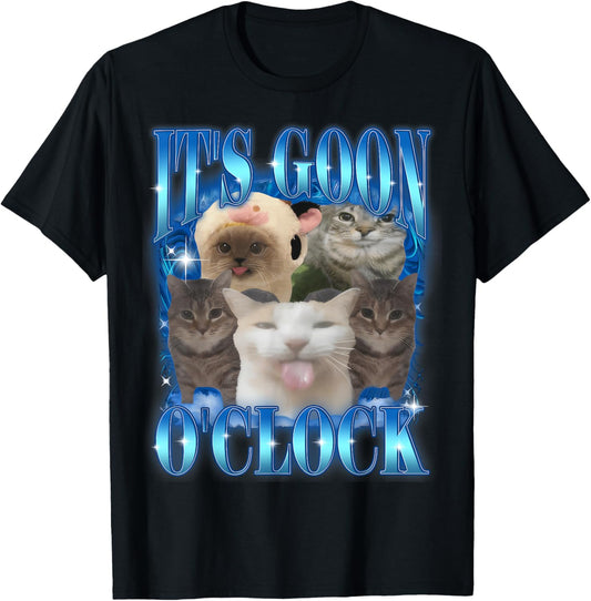 Gooning O'clock Funny Silly Cat Meme Bootleg Animals Graphic T-Shirt