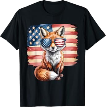 American Flag Fox USA 4th Of July Patriotic Men Women T-Shirt
