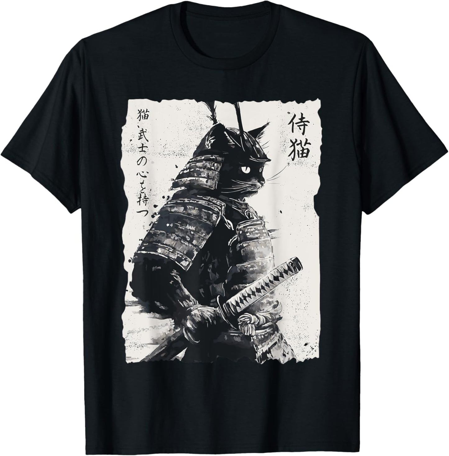Samurai Cat, Vintage Japanese Warrior Art, Men, Women T-Shirt