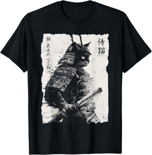 Samurai Cat, Vintage Japanese Warrior Art, Men, Women T-Shirt