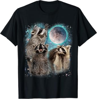 3 Racoon Moon Howling Raccoon Head Funny For Men, Women, Kid T-Shirt