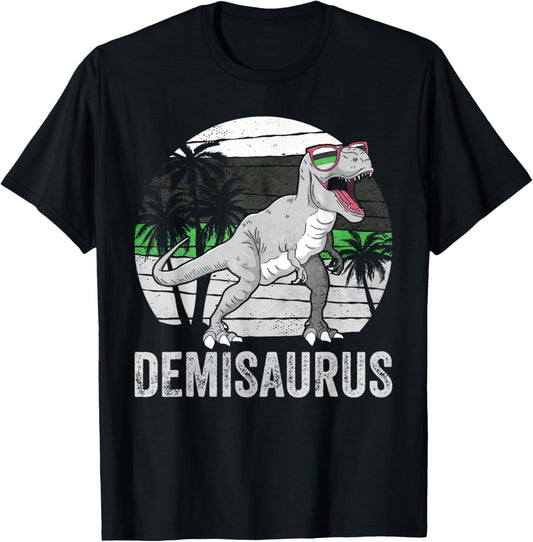Demiromantic Pride Flag Dinosaur Trex LGBTQ Transsaurus T-Shirt
