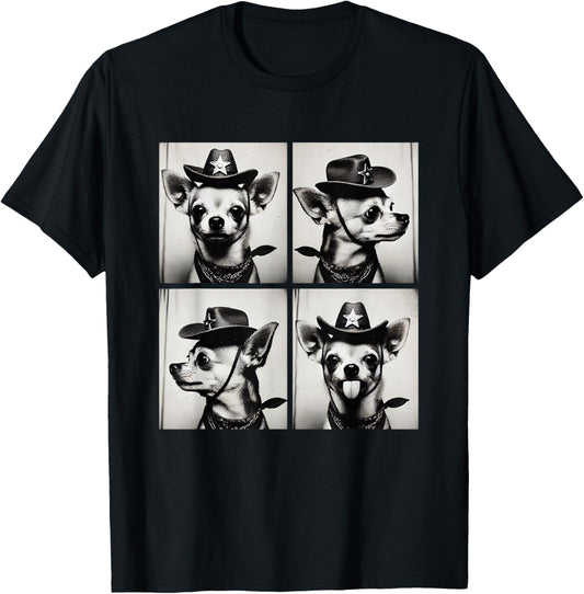 Funny Chihuahuas Cowboy Western Style Cute Dogs Photography T-Shirt