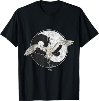 Tai Chi Chuan Taiji Chinese Martial Arts Gift Retro Vintage T-Shirt - Unisex-Adults - Black - Small - Short Sleeve - Classic Fit - Cotton 100% - Tai Chi Crane Design