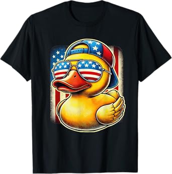 Rubber Duck Shirt USA Flag Gift Funny Duckie Cool Duck T-Shirt