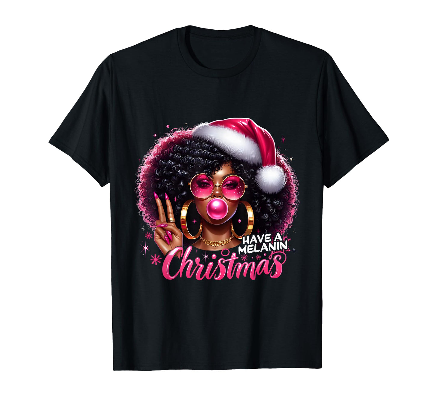 Have A Melanin Christmas Black African American Women Girl T-Shirt