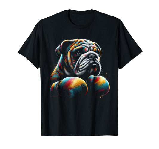 Funny Kickboxing or Boxing Bulldog Dog T-Shirt for Men Women Kids