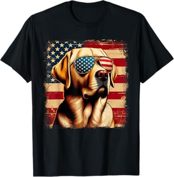 4th Of July Labrador Retriever USA American Flag Patriotic T-Shirt