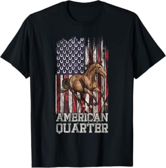 USA Flag American Quarter Horse Lover, Horseback Riding T-Shirt
