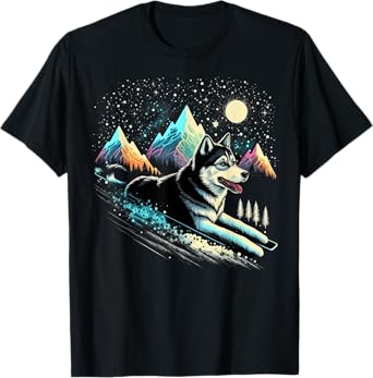 Siberian Husky Lover Apparel for Husky Owner - Cute Siberian Husky Dog T-Shirt - Unisex Adult & Kids - Black - Short Sleeve - Crew Neck - Regular Fit - Cotton 60%, Polyester 40%