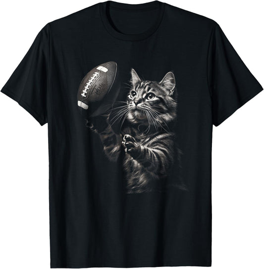 Football Cat Funny American Football Kitten Women Men Kids T-Shirt