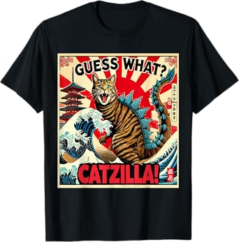 Guess What? Catzilla Cat Japanese Art Funny Cat Adventure Men Women Kids T-Shirt