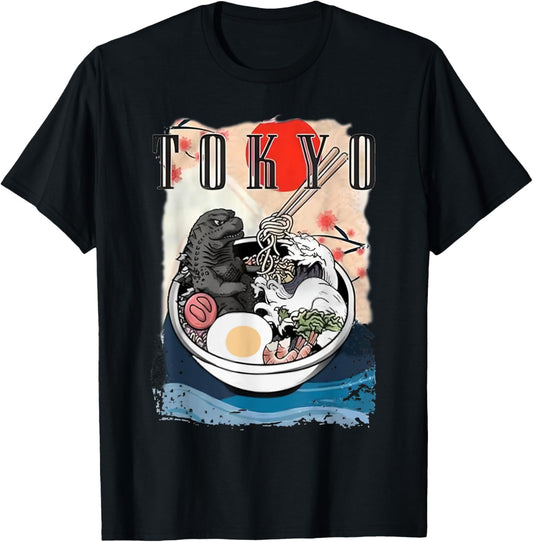 Tokyo Kaiju Eating Ramen Japanese Art Monster Lover Birthday T-Shirt