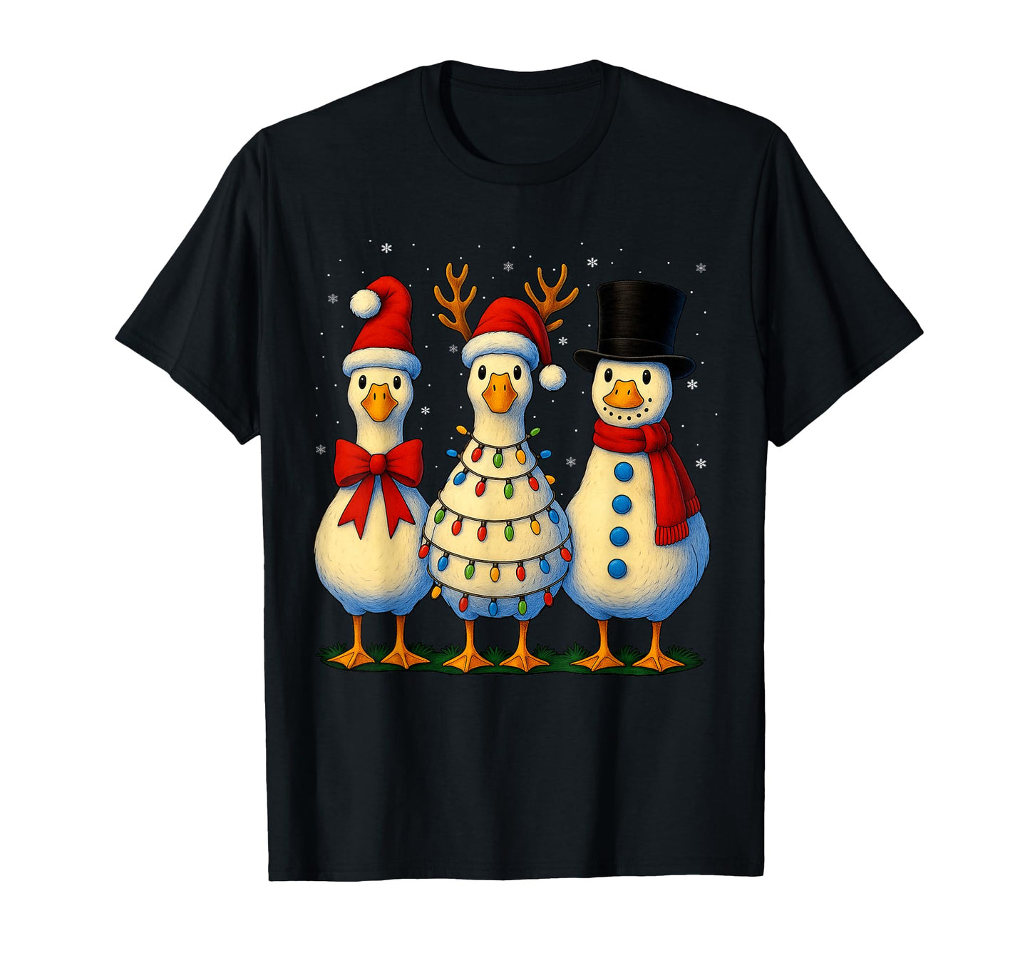 HUGvyn Christmas: Funny Santa Goose Silly Merry Goose Xmas T-Shirt