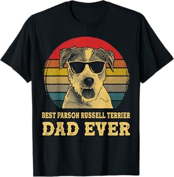 Best Parson Russell Terrier Dad Ever Dog Lover Retro Vintage T-Shirt for Men Women Kids