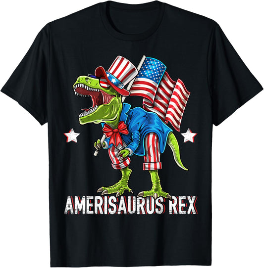 Amerisaurus Rex Dinosaur Uncle Sam Costume 4th of July Shirt Women Kids Men T-Shirt