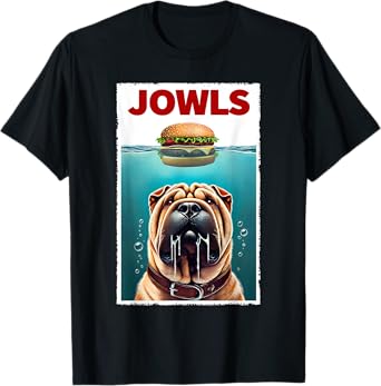 Funny Chinese Shar-Pei and Hamburger Parody Jowls Dog Lover Men Women Kids T-Shirt