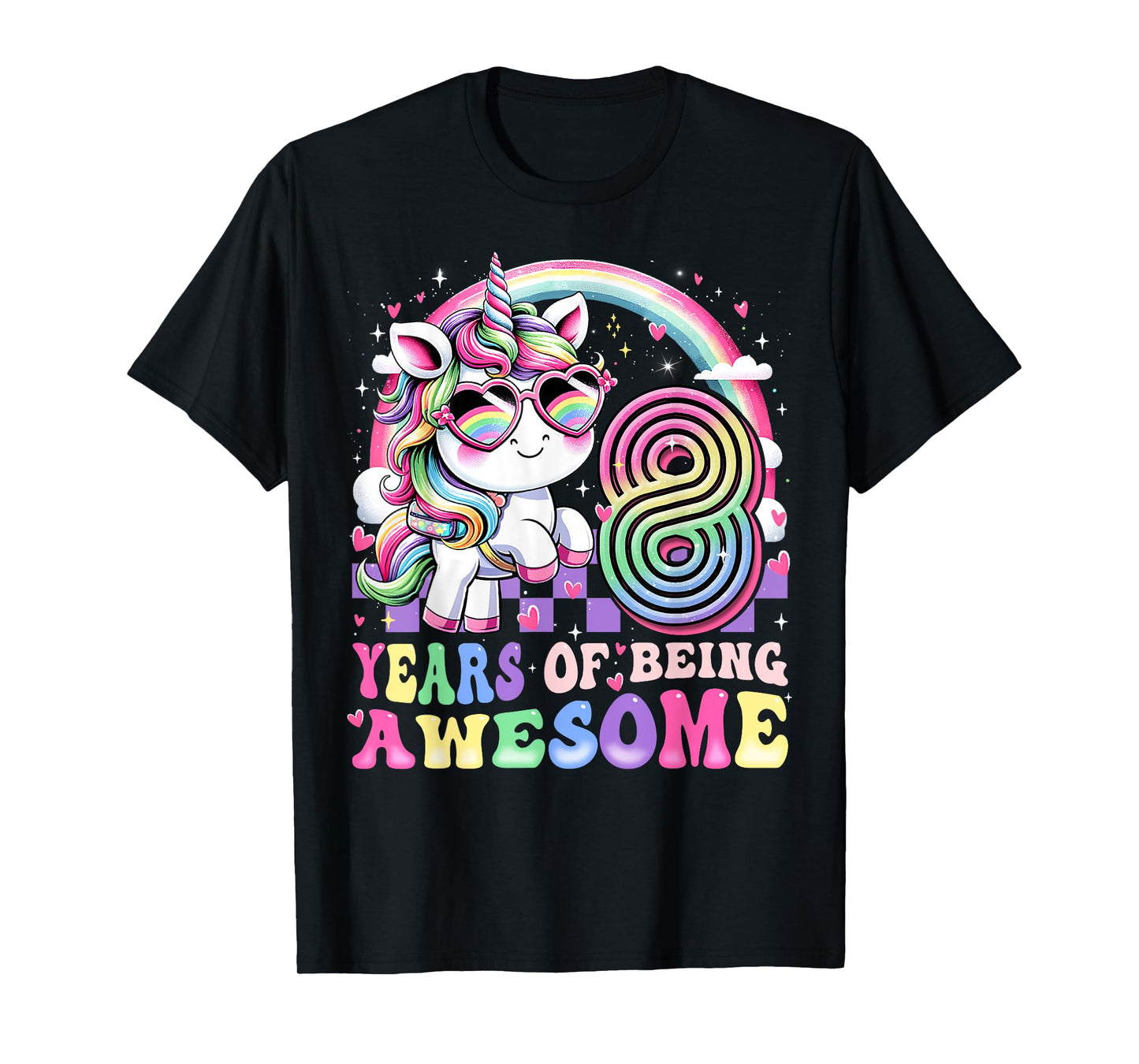 Awesome 8 Year Old Unicorn 8th Birthday Girl Party Princess T-Shirt
