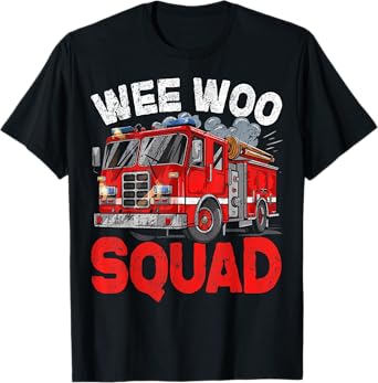 Wee Woo Squad Funny Firefighter Fire Truck Fireman Men Women T-Shirt