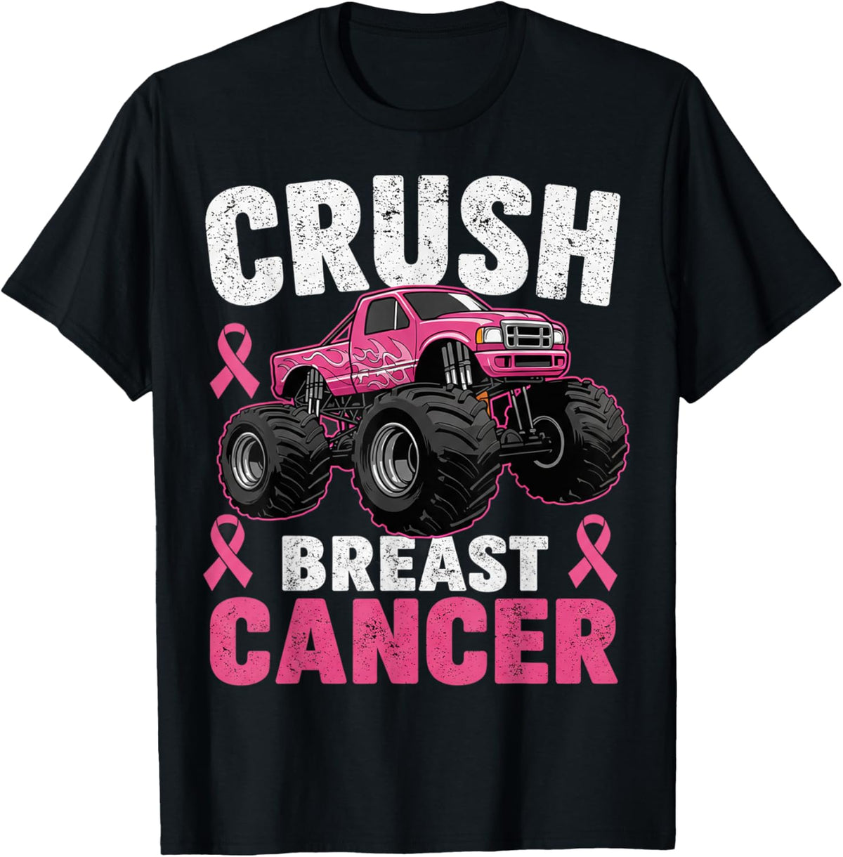 Crush Breast Cancer Awareness Monster Truck Toddler Boy Kids T-Shirt
