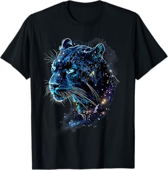 Tropical Jungle Animal Art Panther Lover T-Shirt - Unisex-Adults, Kids - Black - Small - Short Sleeve - Classic Fit - Animal Print Panther Graphic T-Shirt