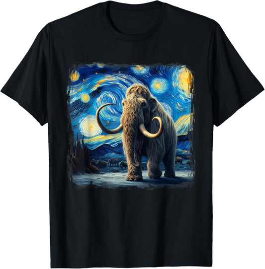 Woolly Mammoth Starry Night Funny Woolly Mammoth T-Shirt