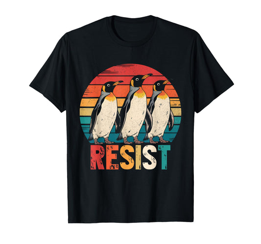Resist Penguins Protest Against Tariffs Penguin Resist Retro T-Shirt
