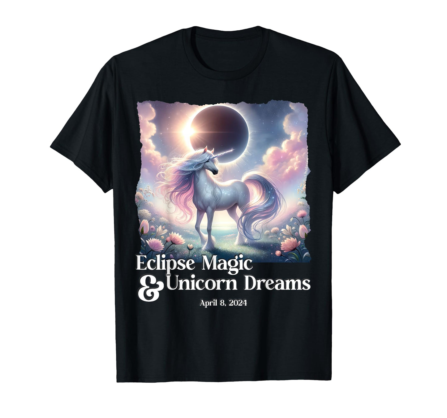 Unicorn Total Solar Eclipse Fantasy Tshirt April 2024 Sun T-Shirt