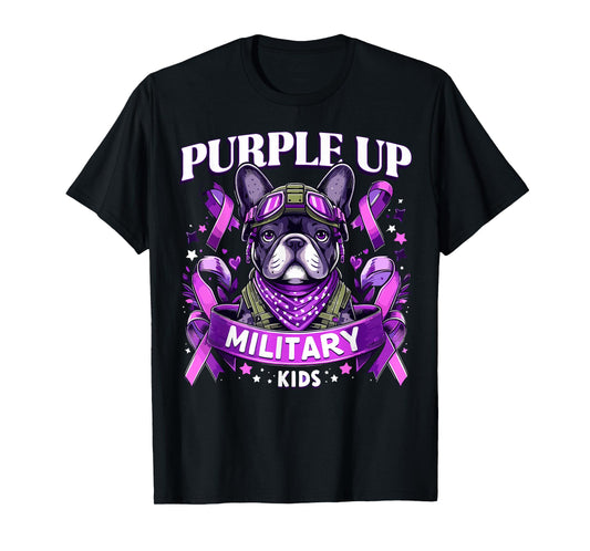 Purple Up Military Child For Military Kids French Bulldog T-Shirt