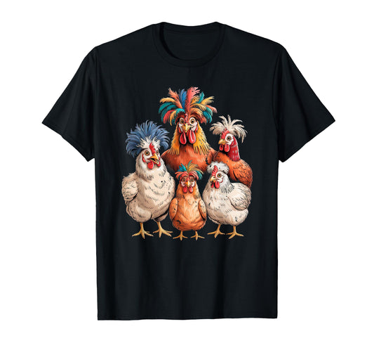 Funny Chicken Family Colorful Farm Animal T-Shirt