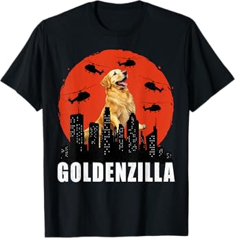 Golden Retriever T-Shirt for Boys Girls Goldenzilla Kaiju T-Shirt