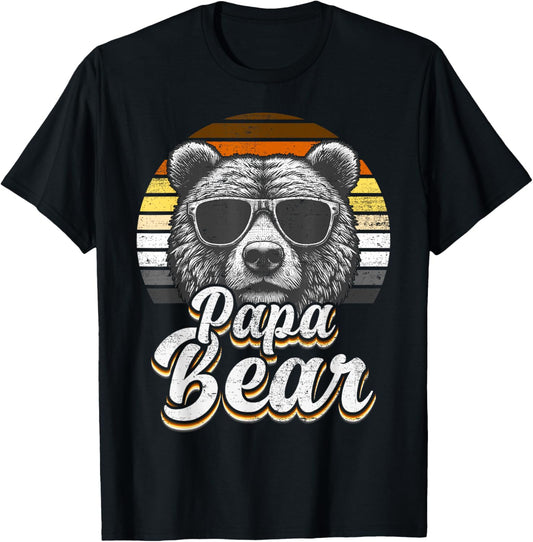 Papa Bear Gay Pride Cool Retro Vintage Bear Flag T-Shirt