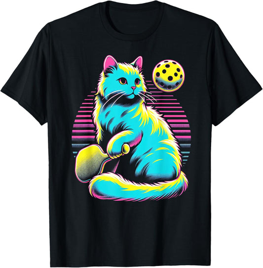 Retro Pickleball Cat Lover - Paddle Sport Feline T-Shirt