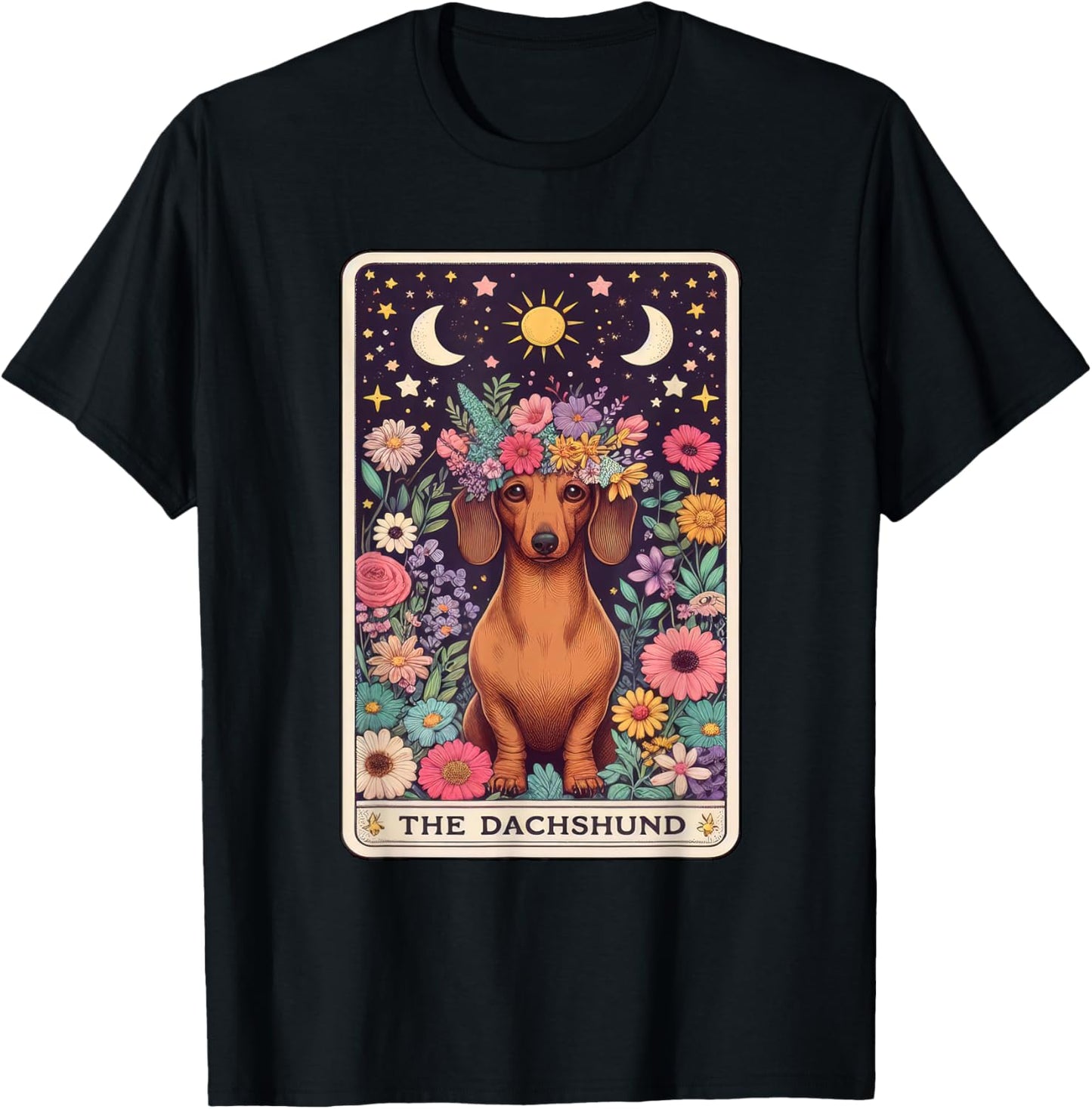 Funny Dog Owner Tarot Card The Dachshund Mystic Occult T-Shirt