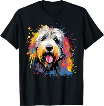Cute Old English Sheepdog on painted Old English Sheepdog Men Women Kids T-Shirt
