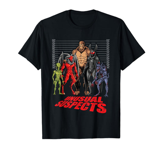Bigfoot Mothman Chupacabra Jersey Devil Alien Suspects T-Shirt