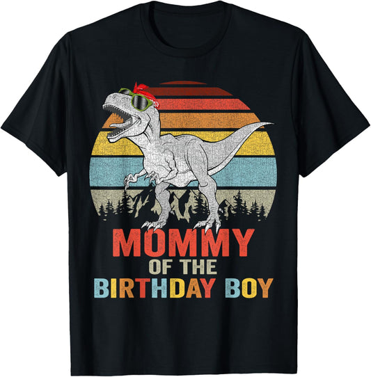Mommy Dinosaur of the Birthday Boy T Rex Family Dinosaur T-Shirt