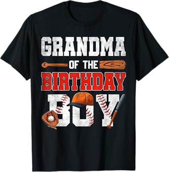 Grandma Of The Birthday Boy Baseball Bday Family T-Shirt