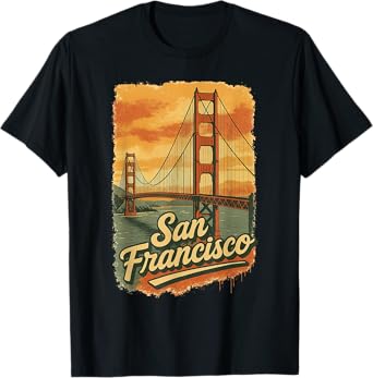 Retro Golden Gate Bridge San Francisco Souvenir T-Shirt